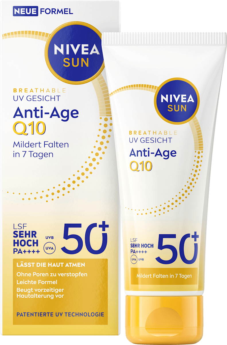 NIVEA SUN Sonnenfluid Gesicht Anti Age Q10 LSF 50+